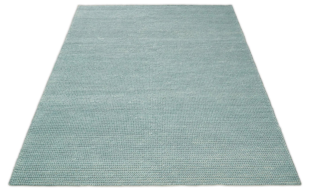 5x8 and 8x10 Modern Handmade Solid Blue Wool Area Rug | The Rug Decor | TRD2383 - The Rug Decor