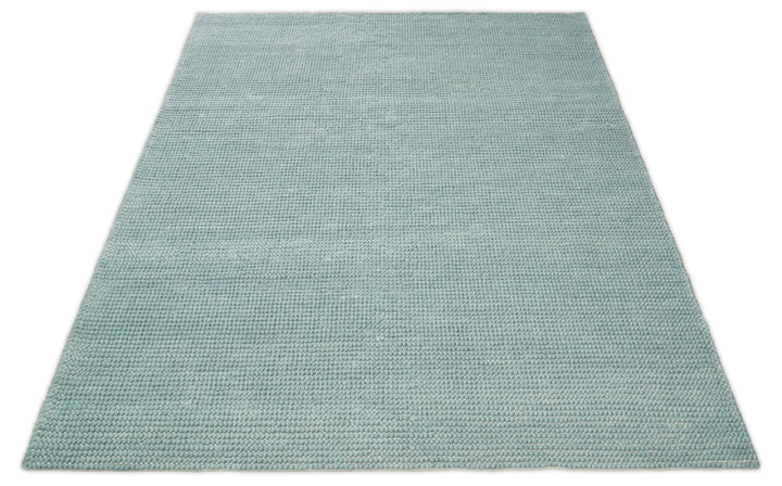 5x8 and 8x10 Modern Handmade Solid Blue Wool Area Rug | The Rug Decor | TRD2383 - The Rug Decor