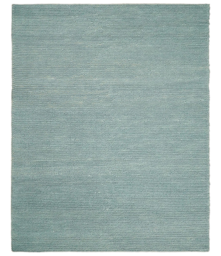 5x8 and 8x10 Modern Handmade Solid Blue Wool Area Rug | The Rug Decor | TRD2383 - The Rug Decor