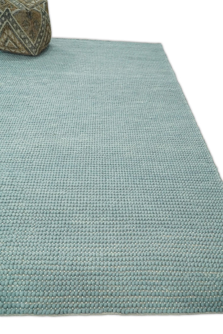 5x8 and 8x10 Modern Handmade Solid Blue Wool Area Rug | The Rug Decor | TRD2383 - The Rug Decor