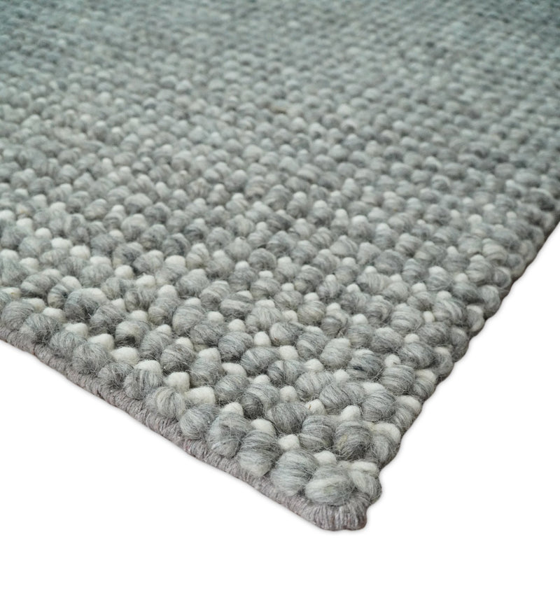 5x8 and 8x10 Solid Gray Chunky Handwoven Wool Area Rug, Layering Rug | TRD2381 - The Rug Decor