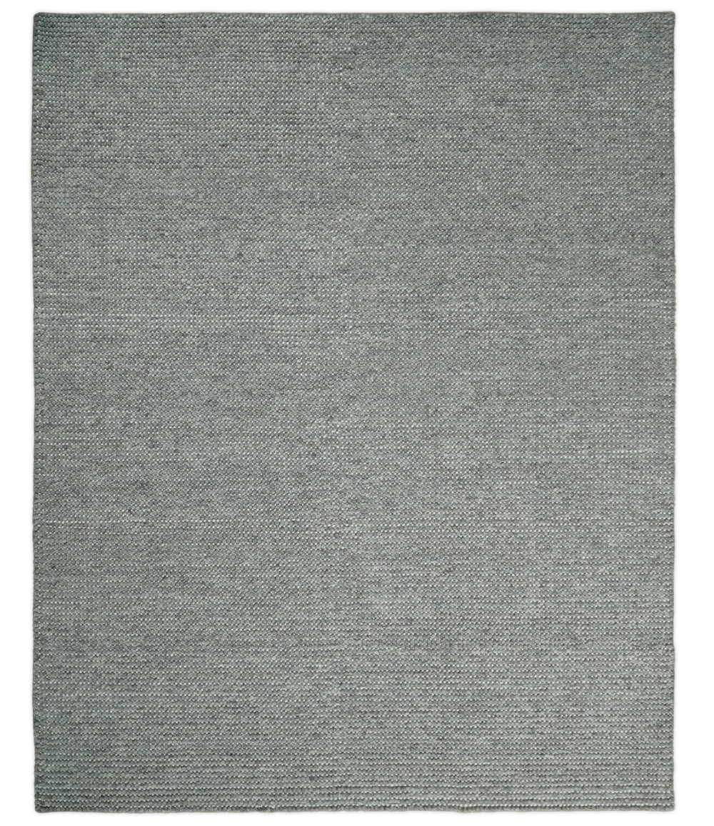 5x8 and 8x10 Solid Gray Chunky Handwoven Wool Area Rug, Layering Rug | TRD2381 - The Rug Decor