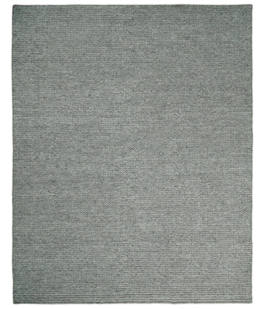 5x8 and 8x10 Solid Gray Chunky Handwoven Wool Area Rug, Layering Rug | TRD2381 - The Rug Decor