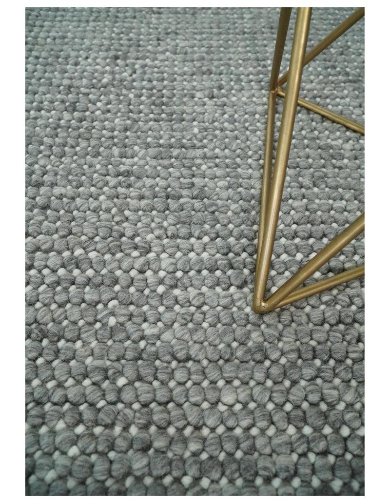 5x8 and 8x10 Solid Gray Chunky Handwoven Wool Area Rug, Layering Rug | TRD2381 - The Rug Decor