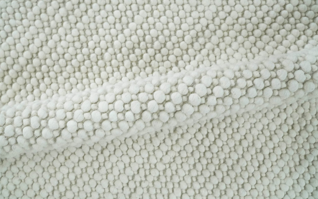 Solid Ivory Design Contemporary Solid Design Ivory Handwoven Wool Area Rug