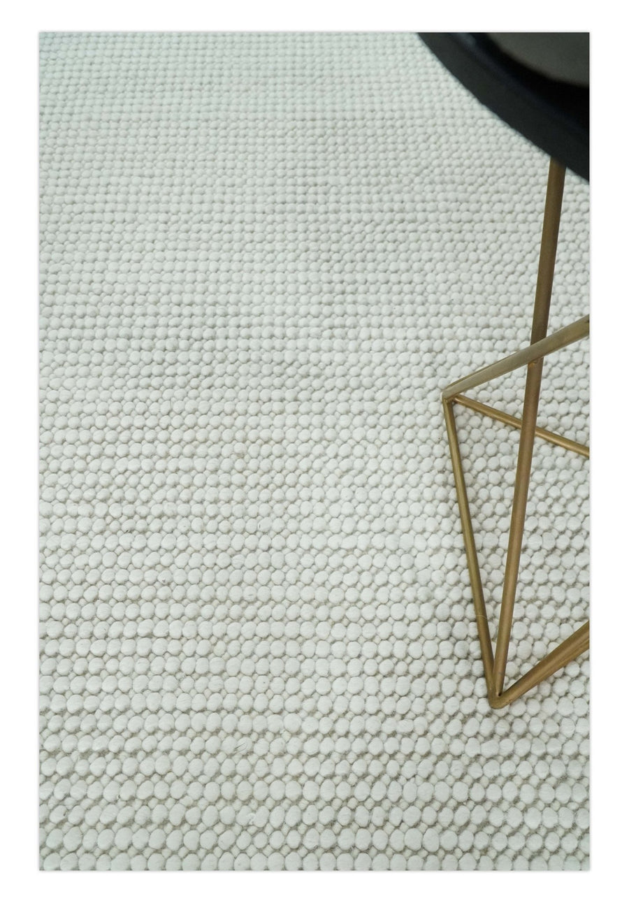 5x8 and 8x10 Solid Ivory Chunky Handwoven Wool Area Rug, Layering Rug | TRD2380 - The Rug Decor