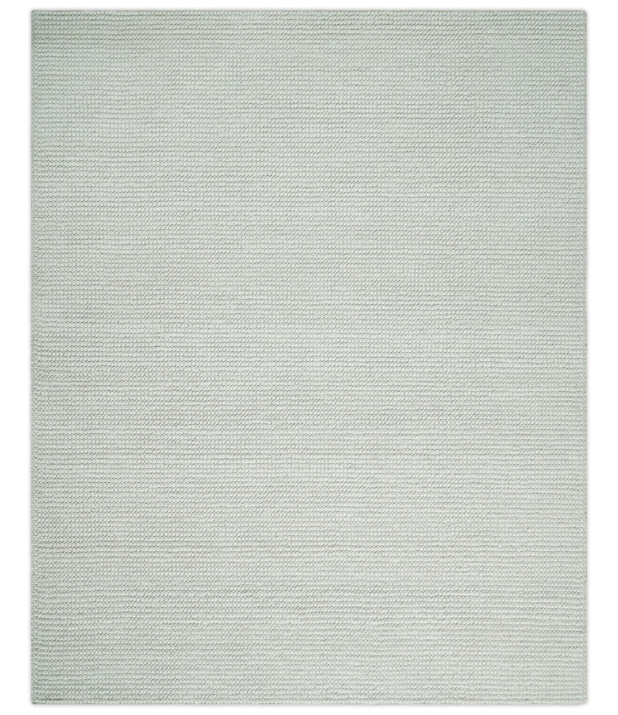 5x8 and 8x10 Solid Ivory Chunky Handwoven Wool Area Rug, Layering Rug | TRD2380 - The Rug Decor