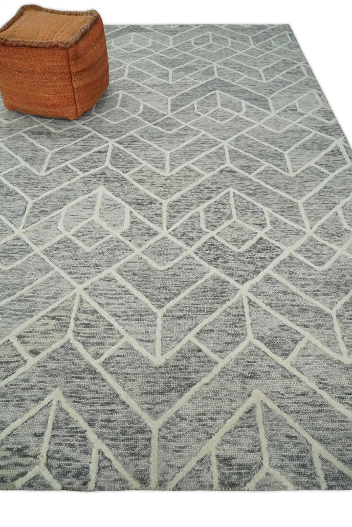 5x8 and 8x11 Brown and Beige Hand Tufted Modern Geometric Area Rug | TRD6373B - The Rug Decor