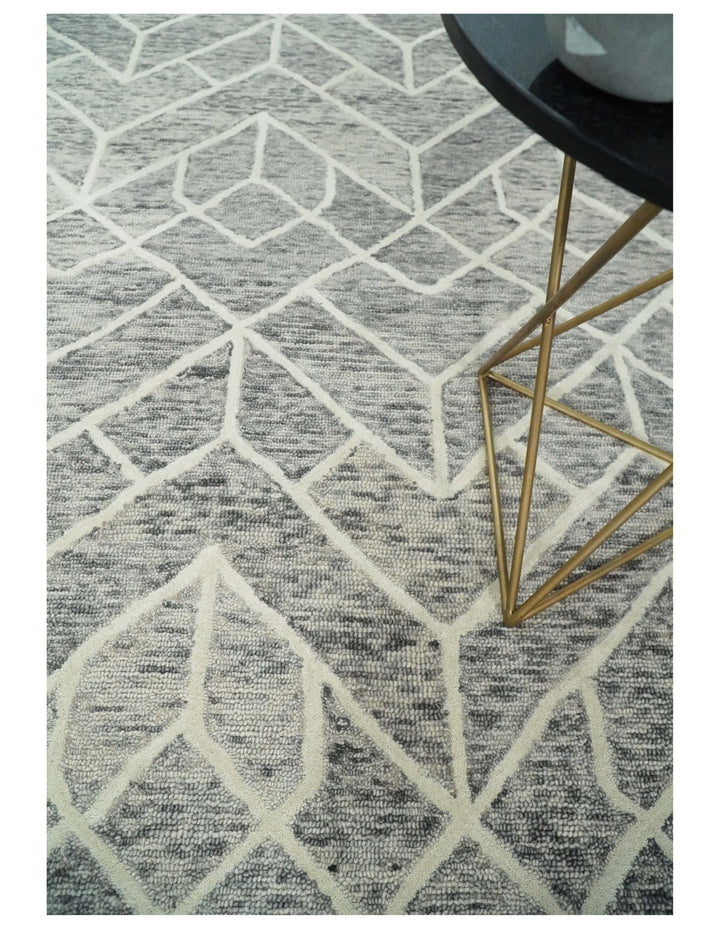 5x8 and 8x11 Brown and Beige Hand Tufted Modern Geometric Area Rug | TRD6373B - The Rug Decor