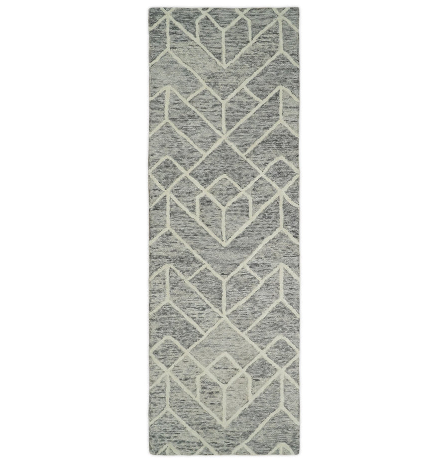 5x8 and 8x11 Brown and Beige Hand Tufted Modern Geometric Area Rug | TRD6373B - The Rug Decor