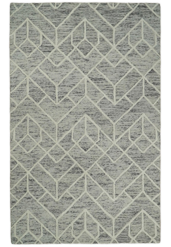 5x8 and 8x11 Brown and Beige Hand Tufted Modern Geometric Area Rug | TRD6373B - The Rug Decor