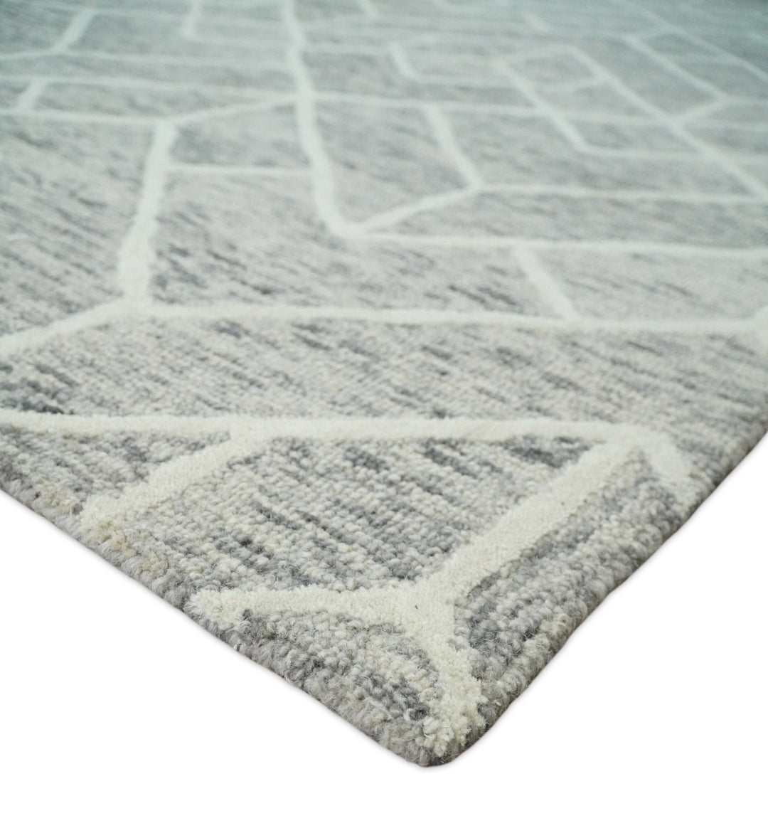 5x8 and 8x11 Brown and Beige Hand Tufted Modern Geometric Area Rug | TRD6373B - The Rug Decor