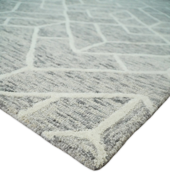 5x8 and 8x11 Brown and Beige Hand Tufted Modern Geometric Area Rug | TRD6373B - The Rug Decor