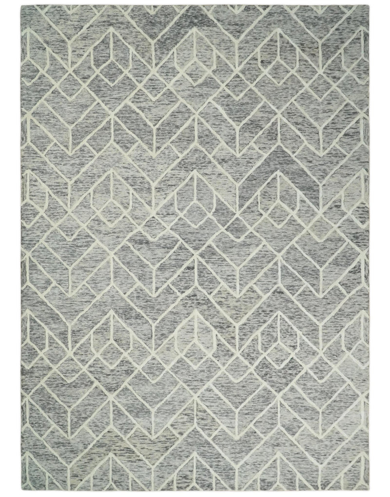 5x8 and 8x11 Brown and Beige Hand Tufted Modern Geometric Area Rug | TRD6373B - The Rug Decor