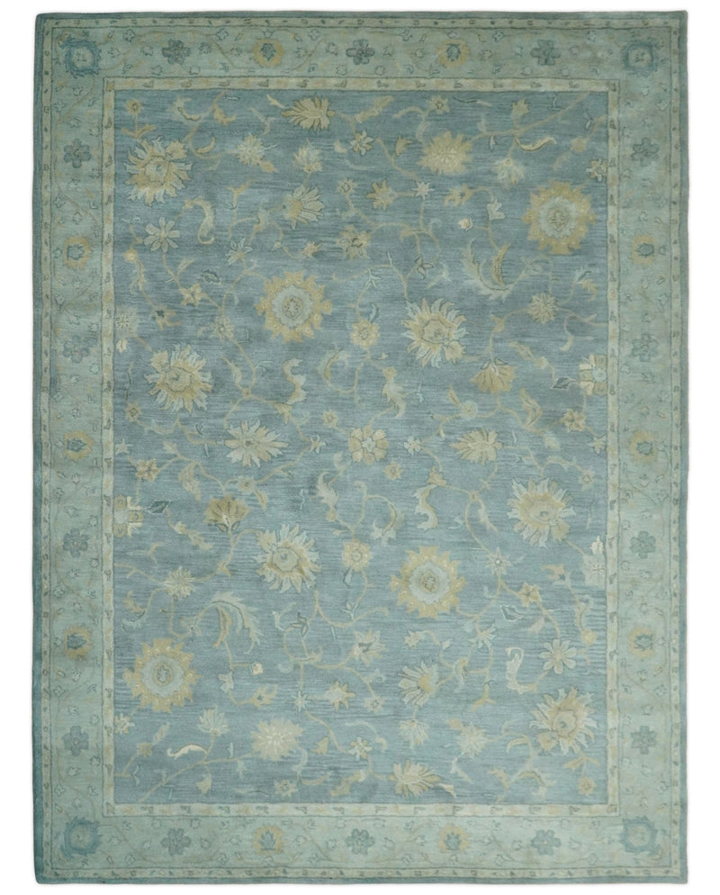 5x8 and 9x12 Handmade Classic Vintage Design Blue and Silver Wool Area Rug | TRDCP12158 - The Rug Decor