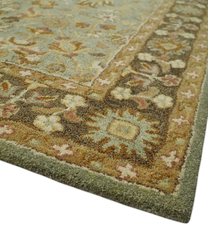 5x8 Beige and Brown Traditional Floral Hand Tufted Farmhouse Wool Area Rug - The Rug Decor