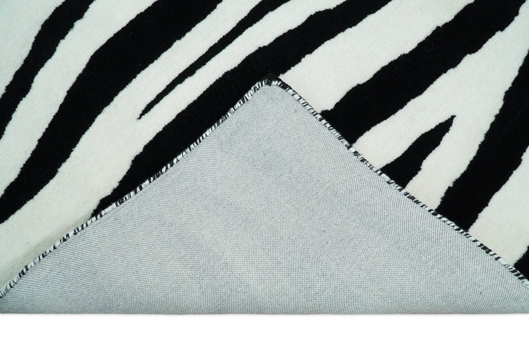 5x8 Black and White Zebra Antelop Area Rug, Hand Tufted Modern Wool Area Rug | ANI1 - The Rug Decor