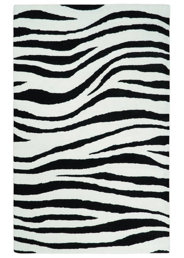 Modern Zebra Hand Tufted Black and White Wool Area Rug – The Rug Decor