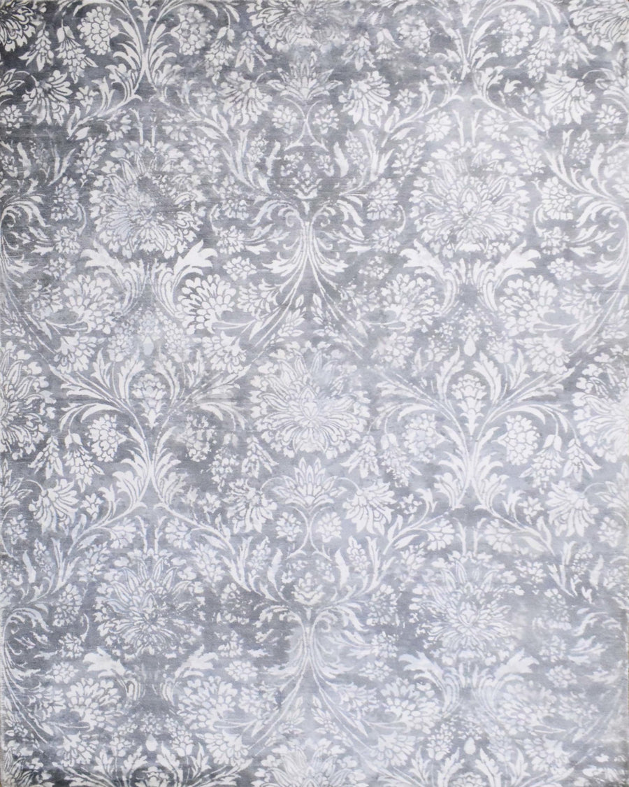 5x8 Blue and Silver Handmade Area Rug Made With Fine Viscose - The Rug Decor