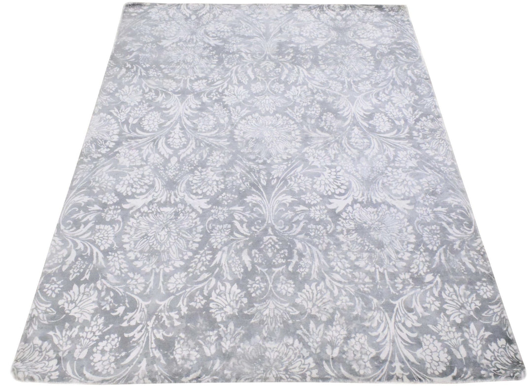 5x8 Blue and Silver Handmade Area Rug Made With Fine Viscose - The Rug Decor