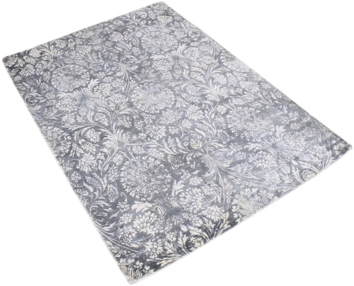 5x8 Blue and Silver Handmade Area Rug Made With Fine Viscose - The Rug Decor