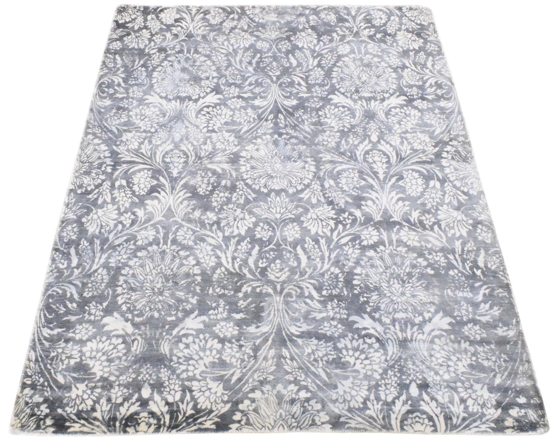 5x8 Blue and Silver Handmade Area Rug Made With Fine Viscose - The Rug Decor