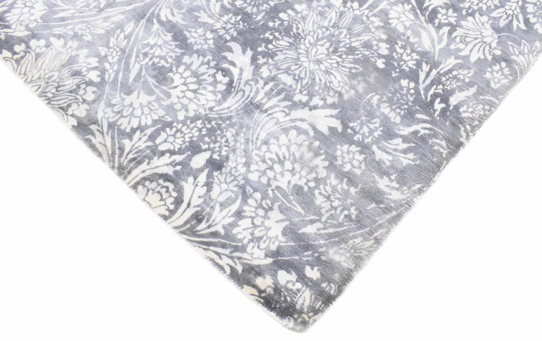 5x8 Blue and Silver Handmade Area Rug Made With Fine Viscose - The Rug Decor