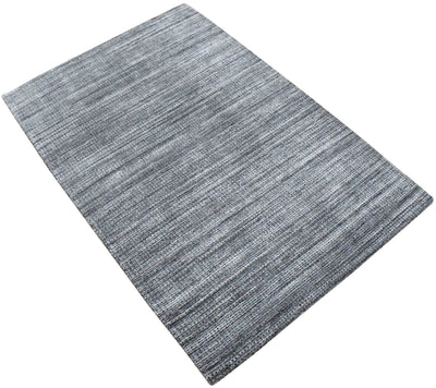 5x8 Blue and Silver Handmade Area Rug Made With Fine Wool and Viscose - The Rug Decor