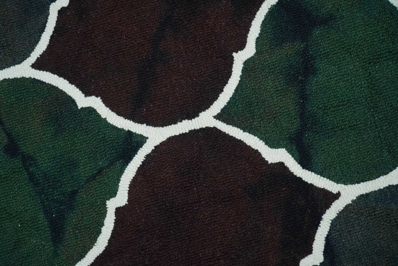5x8 Blue, Green and Dark Maroon Geometrical Hand Tufted Wool Area Rug - The Rug Decor