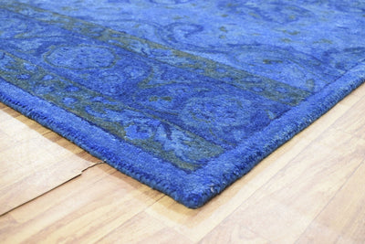 5x8 Blue Handmade Overdyed Wool Area Rug | TUF10 - The Rug Decor