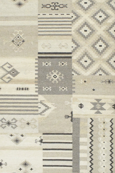 5x8 Dhurrie Rug, Beige Brown Tribal Pattern Wool Rug - The Rug Decor