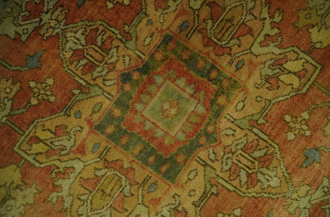 5x8 Gold and Rust Heriz Serapi Traditional Vintage Antique Hand Knotted Wool Area Rug - The Rug Decor