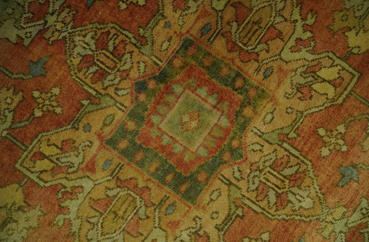 5x8 Gold and Rust Heriz Serapi Traditional Vintage Antique Hand Knotted Wool Area Rug - The Rug Decor