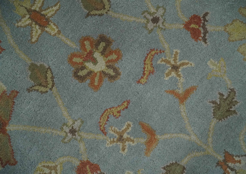 5x8 Gray, Beige and Rust Traditional Floral Hand Tufted Wool Area Rug - The Rug Decor