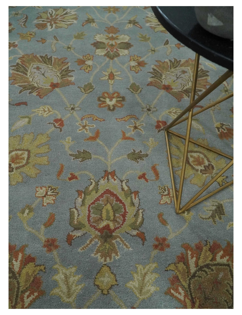5x8 Gray, Beige and Rust Traditional Floral Hand Tufted Wool Area Rug - The Rug Decor
