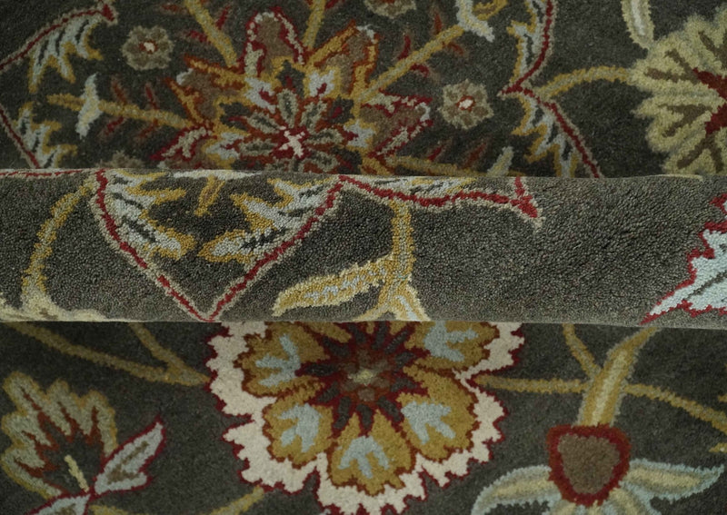 5x8 Green with multi color Flower Traditional large design Floral Premium look Hand Tufted Farmhouse Wool Area Rug - The Rug Decor