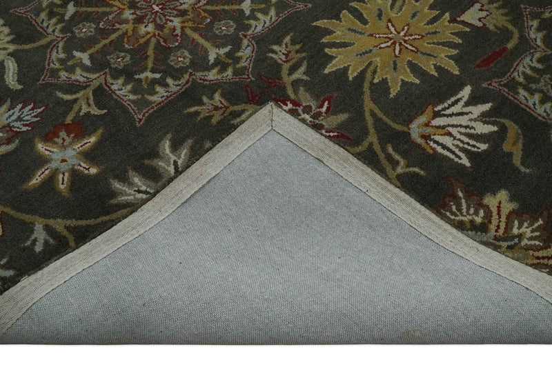 5x8 Green with multi color Flower Traditional large design Floral Premium look Hand Tufted Farmhouse Wool Area Rug - The Rug Decor