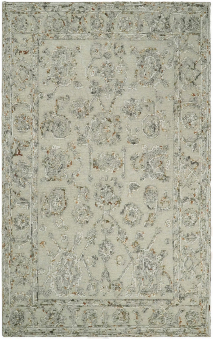 5x8 Hand Hooked Beige and Silver Wool Textured Loop Area Rug | GAR2 - The Rug Decor