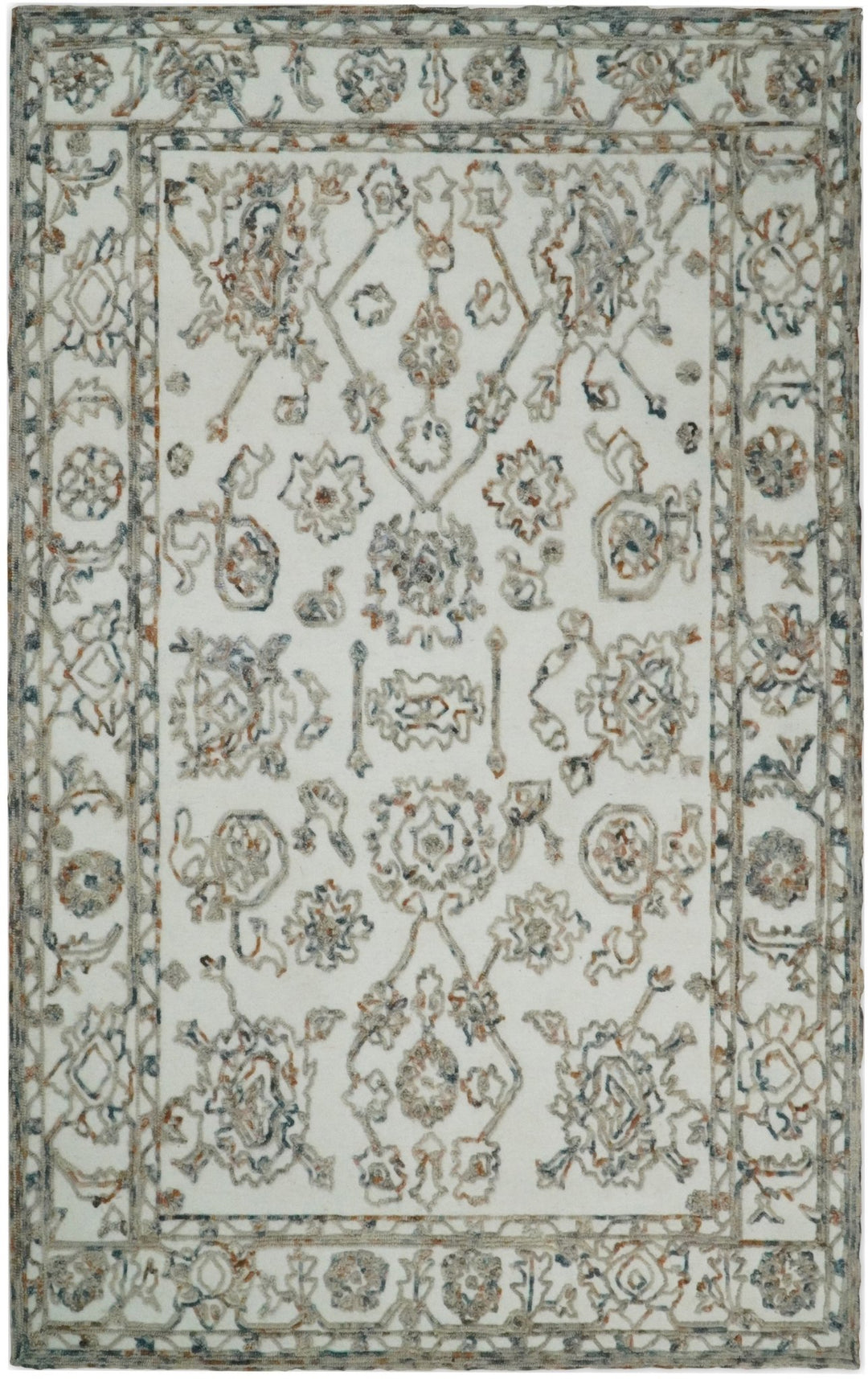 5x8 Hand Hooked Blue and Beige Wool Textured Loop Area Rug | GAR11 - The Rug Decor