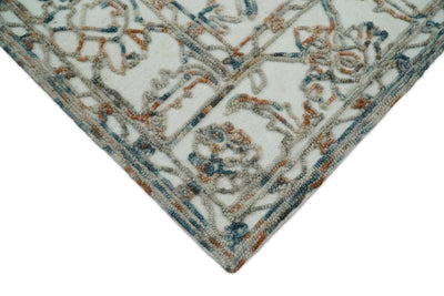 5x8 Hand Hooked Blue and Beige Wool Textured Loop Area Rug | GAR11 - The Rug Decor