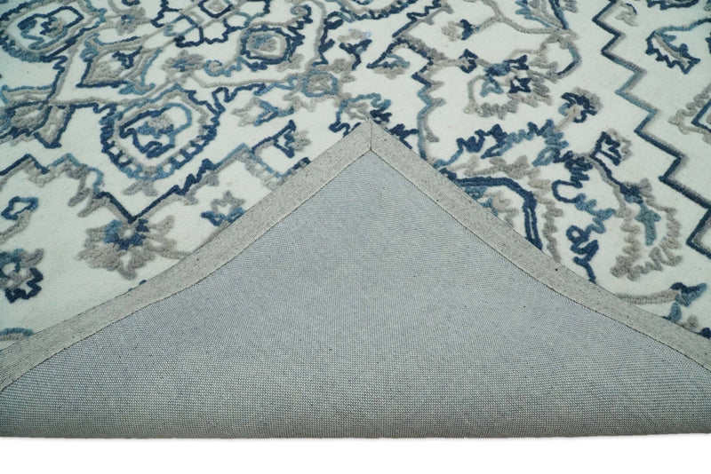 5x8 Hand Hooked Blue and Silver Wool Textured Loop Area Rug | GAR1 - The Rug Decor