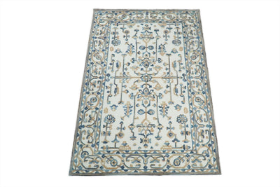 5x8 Hand Hooked Blue and Silver Wool Textured Loop Area Rug | GAR10 - The Rug Decor