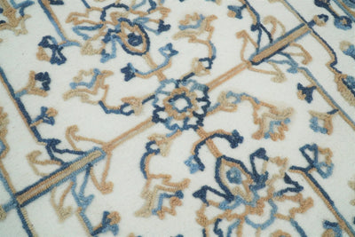 5x8 Hand Hooked Blue and Silver Wool Textured Loop Area Rug | GAR10 - The Rug Decor
