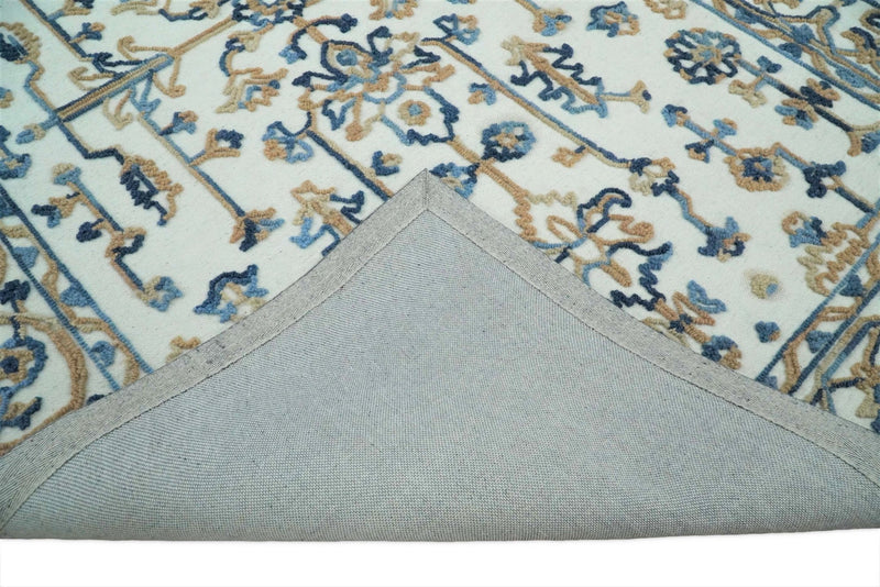 5x8 Hand Hooked Blue and Silver Wool Textured Loop Area Rug | GAR10 - The Rug Decor