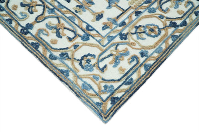 5x8 Hand Hooked Blue and Silver Wool Textured Loop Area Rug | GAR10 - The Rug Decor