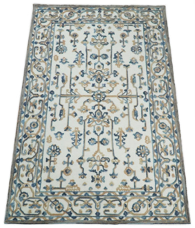 5x8 Hand Hooked Blue and Silver Wool Textured Loop Area Rug | GAR10 - The Rug Decor