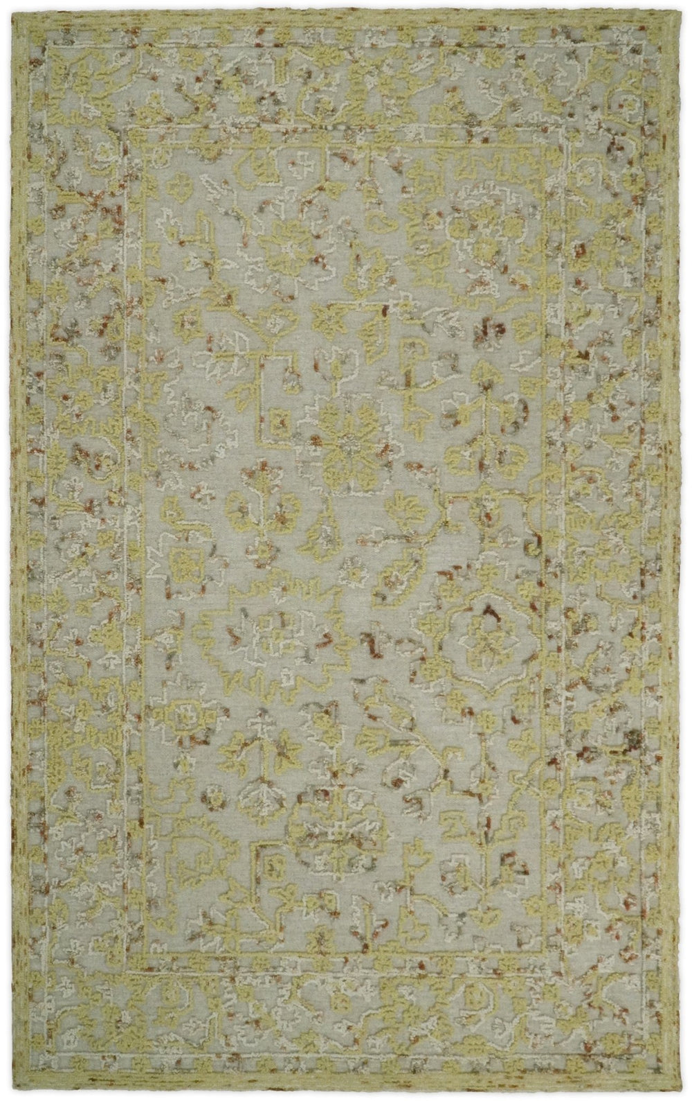 5x8 Hand Hooked Yellow and Ivory Wool Textured Loop Area Rug | GAR6 - The Rug Decor