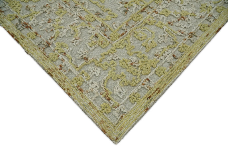5x8 Hand Hooked Yellow and Ivory Wool Textured Loop Area Rug | GAR6 - The Rug Decor