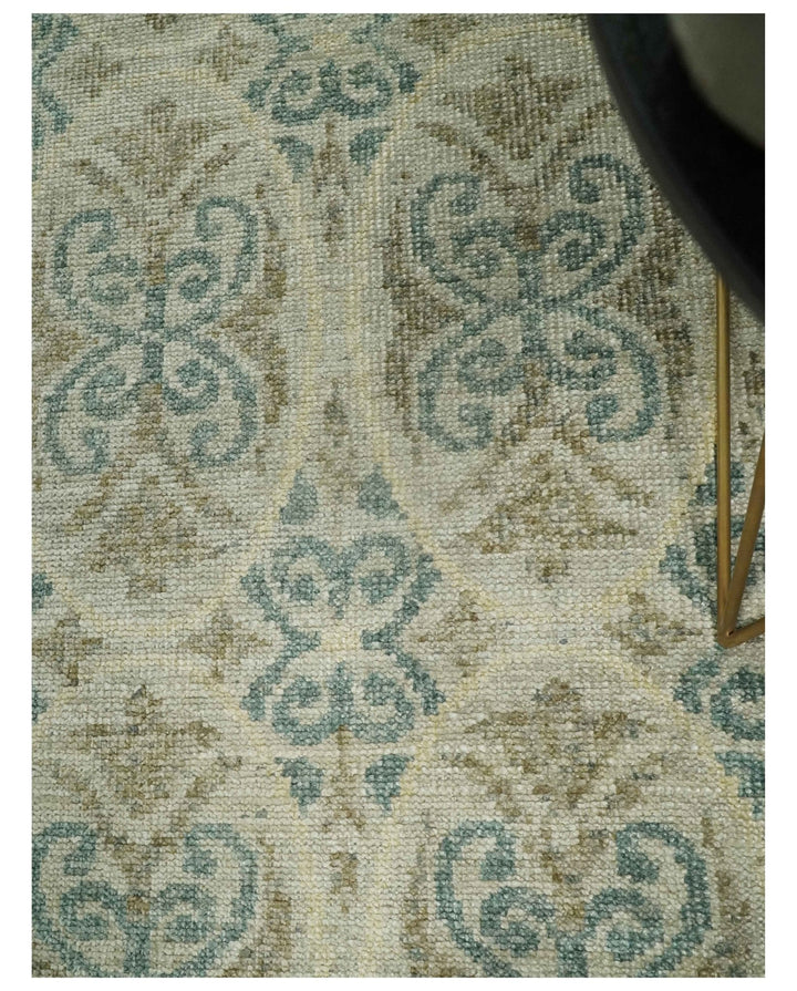 5x8 Hand Knotted Beige, Blue and Camel Modern Persian Style Contemporary Bamboo Silk Area Rug | OP71 - The Rug Decor