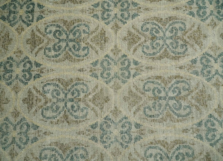5x8 Hand Knotted Beige, Blue and Camel Modern Persian Style Contemporary Bamboo Silk Area Rug | OP71 - The Rug Decor